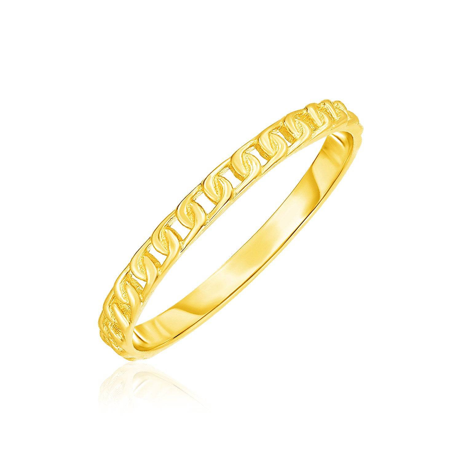 14k Yellow Gold Ring with Bead Texture |