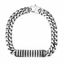 Sterling Silver Gunmetal Finish Cuban Link ID Style Bracelet (9.20 mm) | - Forever in Harmony