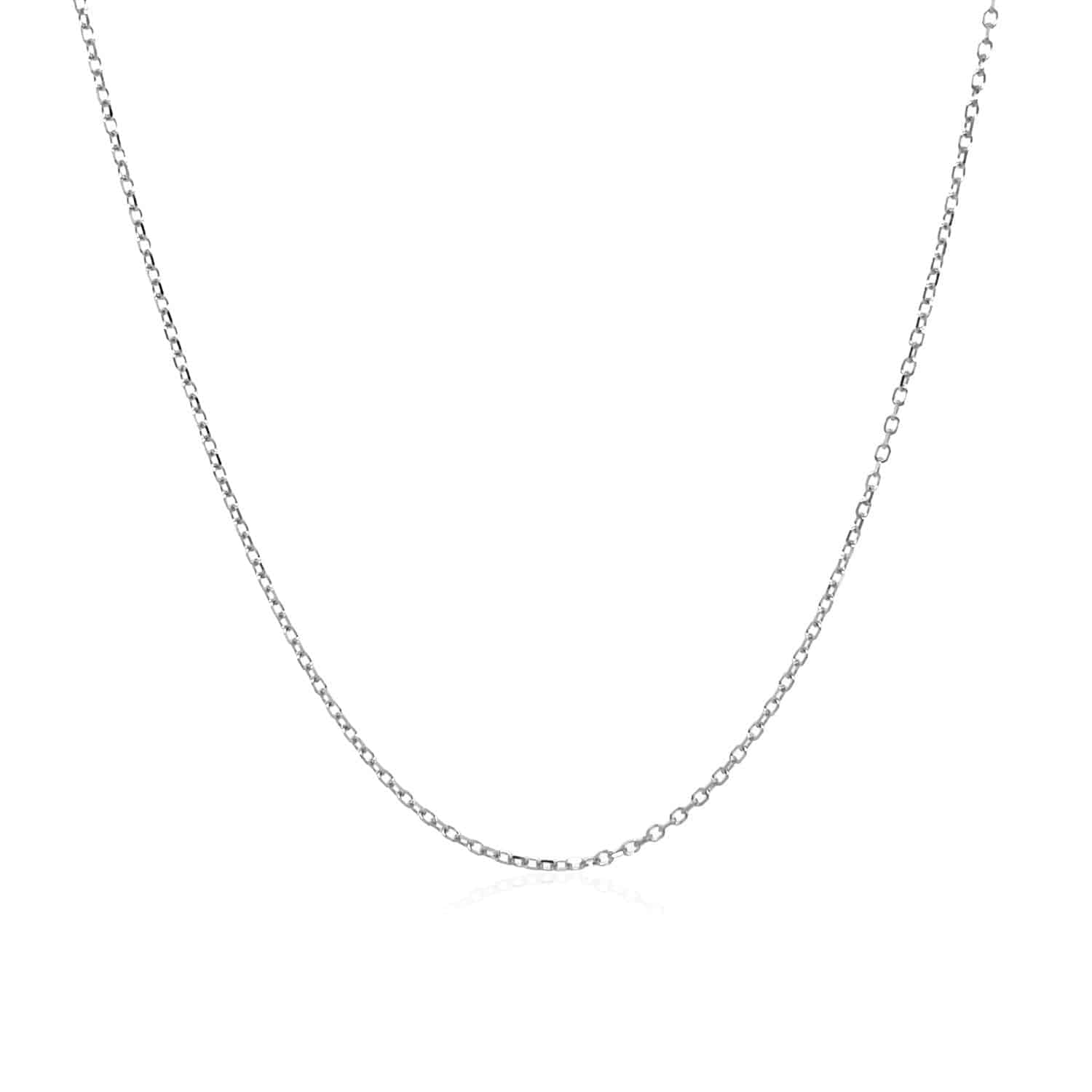 14k White Gold Diamond Cut Cable Link Chain (0.87 mm)