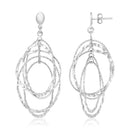 Sterling Silver Textured Oval Dangle Earrings