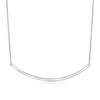 Sterling Silver Polished Curved Bar Necklace