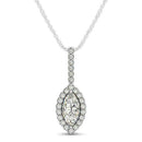 Marquis Shape Diamond Halo Pendant in 14k White Gold (2/3 cttw) - Forever in Harmony