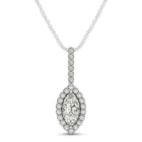 Marquis Shape Diamond Halo Pendant in 14k White Gold (2/3 cttw) - Forever in Harmony