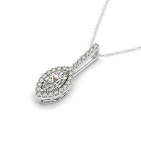 Marquis Shape Diamond Halo Pendant in 14k White Gold (2/3 cttw) - Forever in Harmony