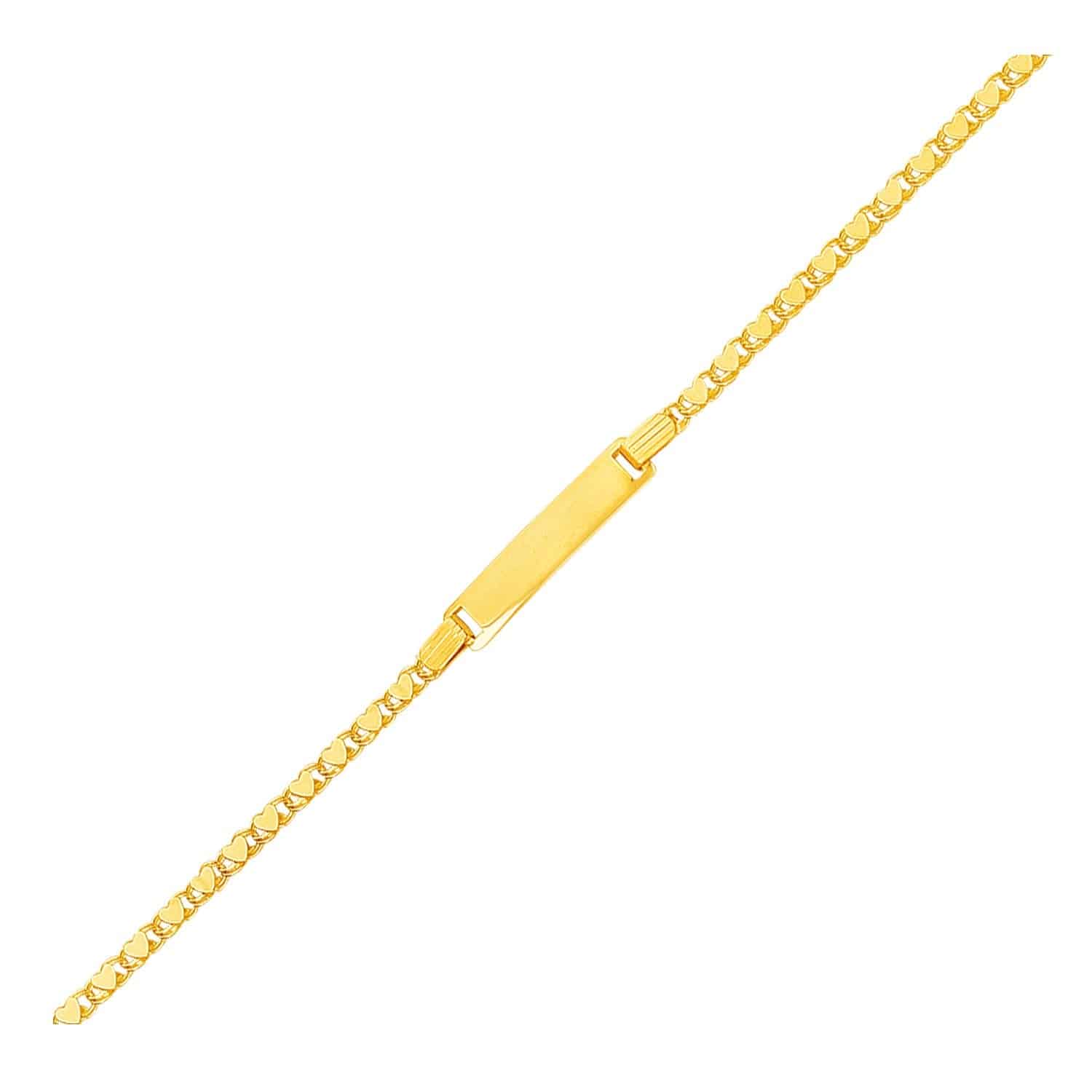 14k Yellow Gold Childrens Heart Link ID Bracelet