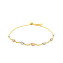 14k Tri-Color Gold Textured Oval Station Lariat Style Bracelet (1.20 mm) | - Forever in Harmony