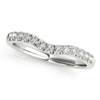 14k White Gold Diamond Curved Design Wedding Band (1/4 cttw) - Forever in Harmony