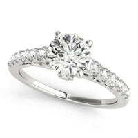 14k White Gold Scalloped Single Row Band Diamond Engagement Ring (1 3/8 cttw) - Forever in Harmony