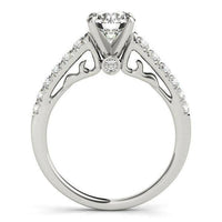 14k White Gold Scalloped Single Row Band Diamond Engagement Ring (1 3/8 cttw) - Forever in Harmony