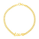 14k Yellow Gold 7 inch Curb Chain Love Bracelet