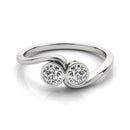 14k White Gold Bezel Set Curved Band Two Stone Diamond Ring (1/2 cttw) - Forever in Harmony