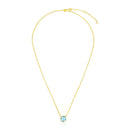 14k Yellow Gold 17 inch Necklace with Cushion Blue Topaz