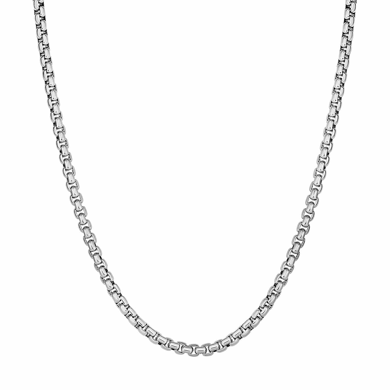 Sterling Silver Rhodium Plated Round Box Chain (3.80 mm) |