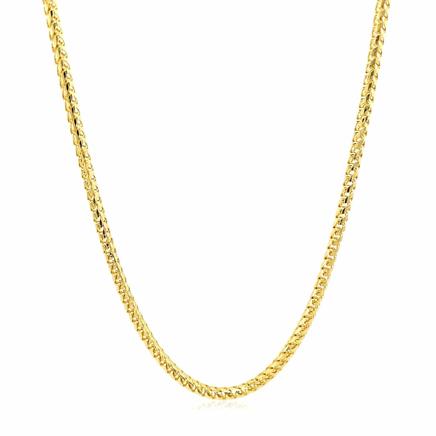 14k Yellow Solid Gold Diamond Cut Round Franco Chain (2.20 mm)