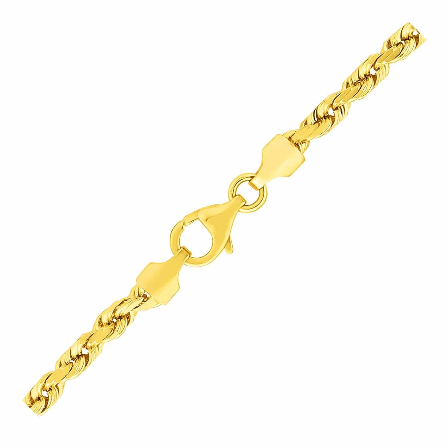 10k Yellow Gold Solid Diamond Cut Rope Bracelet (3.50 mm) | - Forever in Harmony