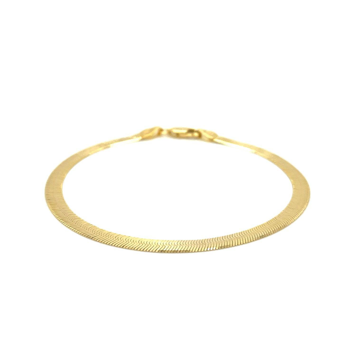 14k Yellow Gold Super Flex Herringbone Bracelet (3.80 mm) | - Forever in Harmony