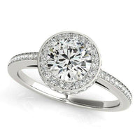 14k White Gold Round Diamond Engagement Ring with Pave Set Halo (1 1/2 cttw) - Forever in Harmony