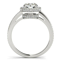 14k White Gold Round Diamond Engagement Ring with Pave Set Halo (1 1/2 cttw) - Forever in Harmony