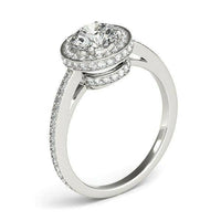 14k White Gold Round Diamond Engagement Ring with Pave Set Halo (1 1/2 cttw) - Forever in Harmony