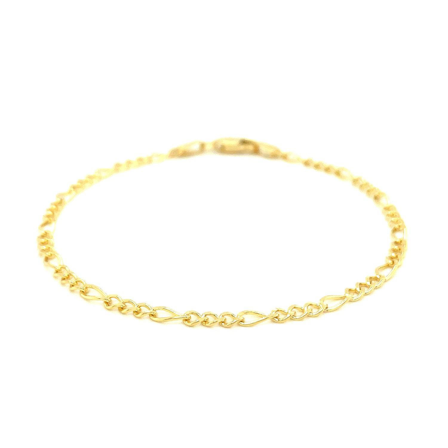 10k Yellow Gold Link Figaro Bracelet (2.60 mm) |