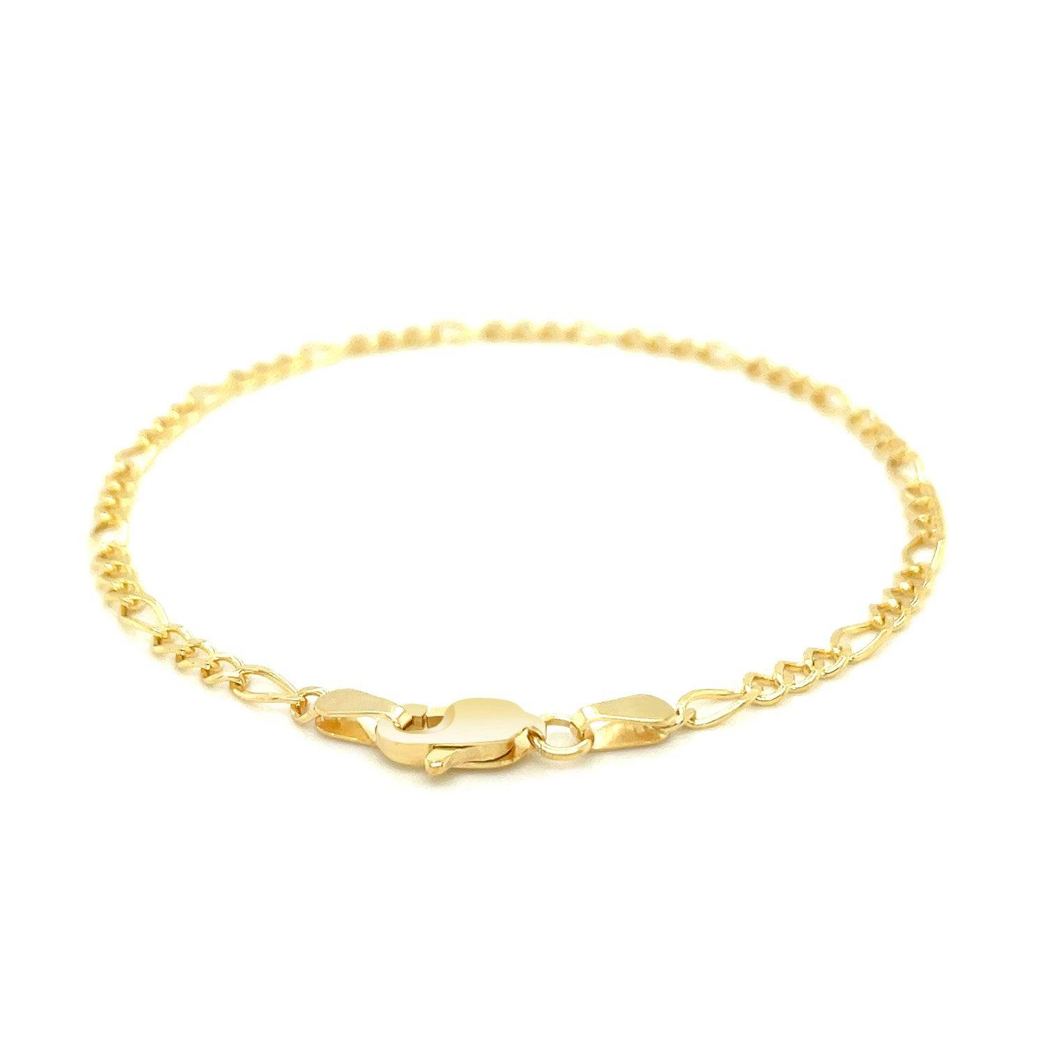 10k Yellow Gold Link Figaro Bracelet (2.60 mm) | - Forever in Harmony