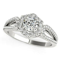 14k White Gold Diamond Engagement Ring with Hexagon Halo Border (7/8 cttw) - Forever in Harmony