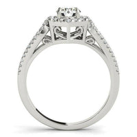 14k White Gold Diamond Engagement Ring with Hexagon Halo Border (7/8 cttw) - Forever in Harmony