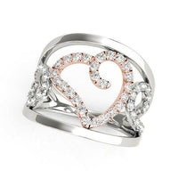 Heart Motif Filigree Style Diamond Ring in 14k White And Rose Gold (1/4 cttw) - Forever in Harmony