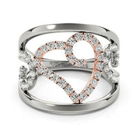 Heart Motif Filigree Style Diamond Ring in 14k White And Rose Gold (1/4 cttw) - Forever in Harmony