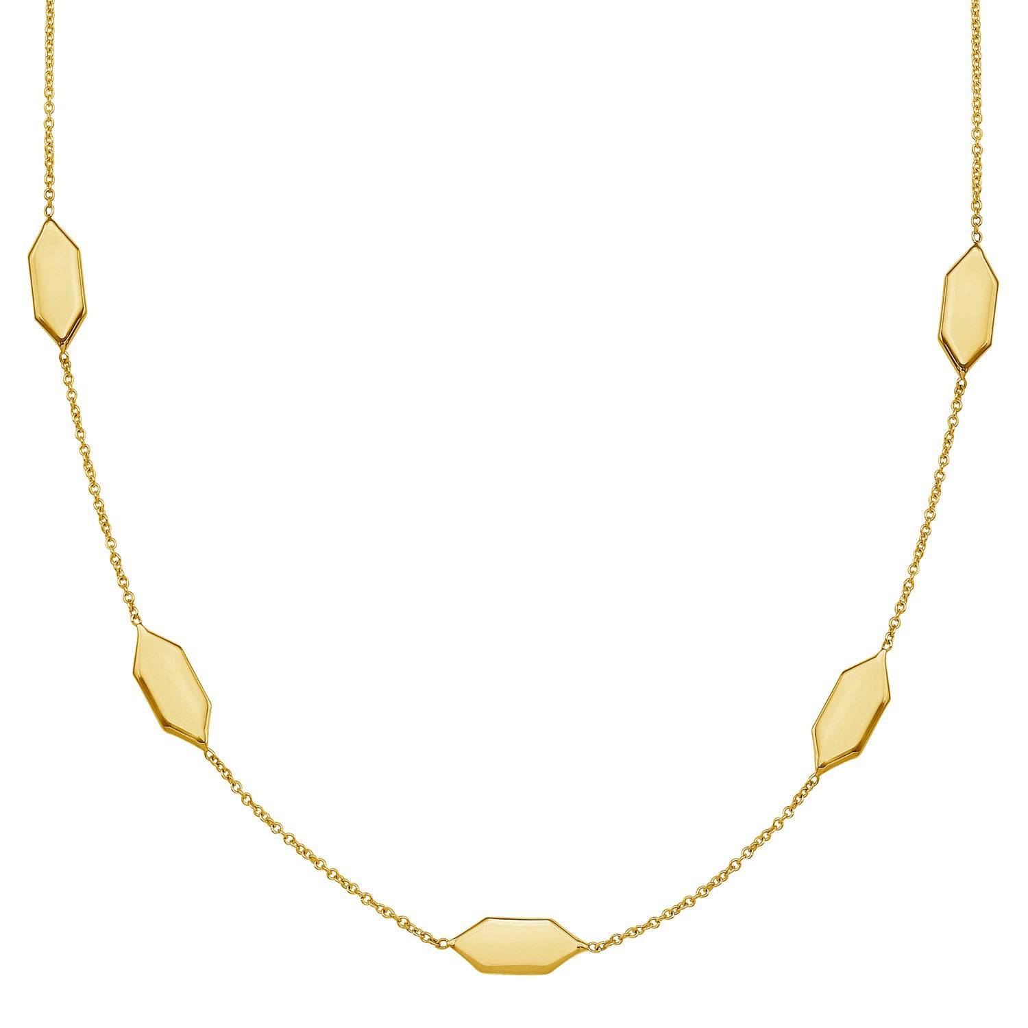 Elongated Hexagon Necklace in 14K Yellow Gold