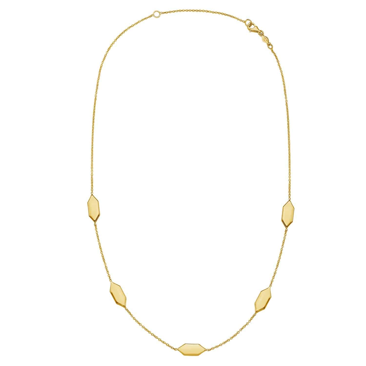 Elongated Hexagon Necklace in 14K Yellow Gold