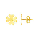 14K Yellow Gold Four Leaf Clover Earrings(10mm)