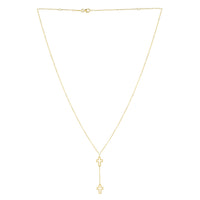 Double Cross Drop Necklace in 14K Yellow Gold