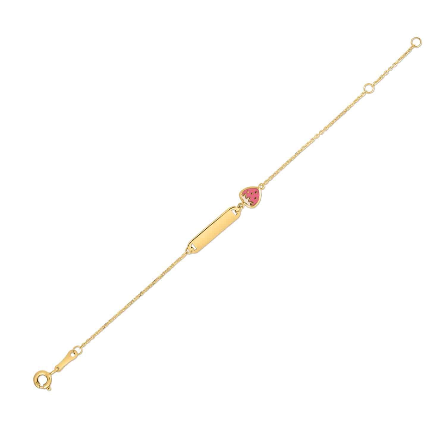 14k Yellow Gold Strawberry Childrens Bracelet (1.00 mm) |