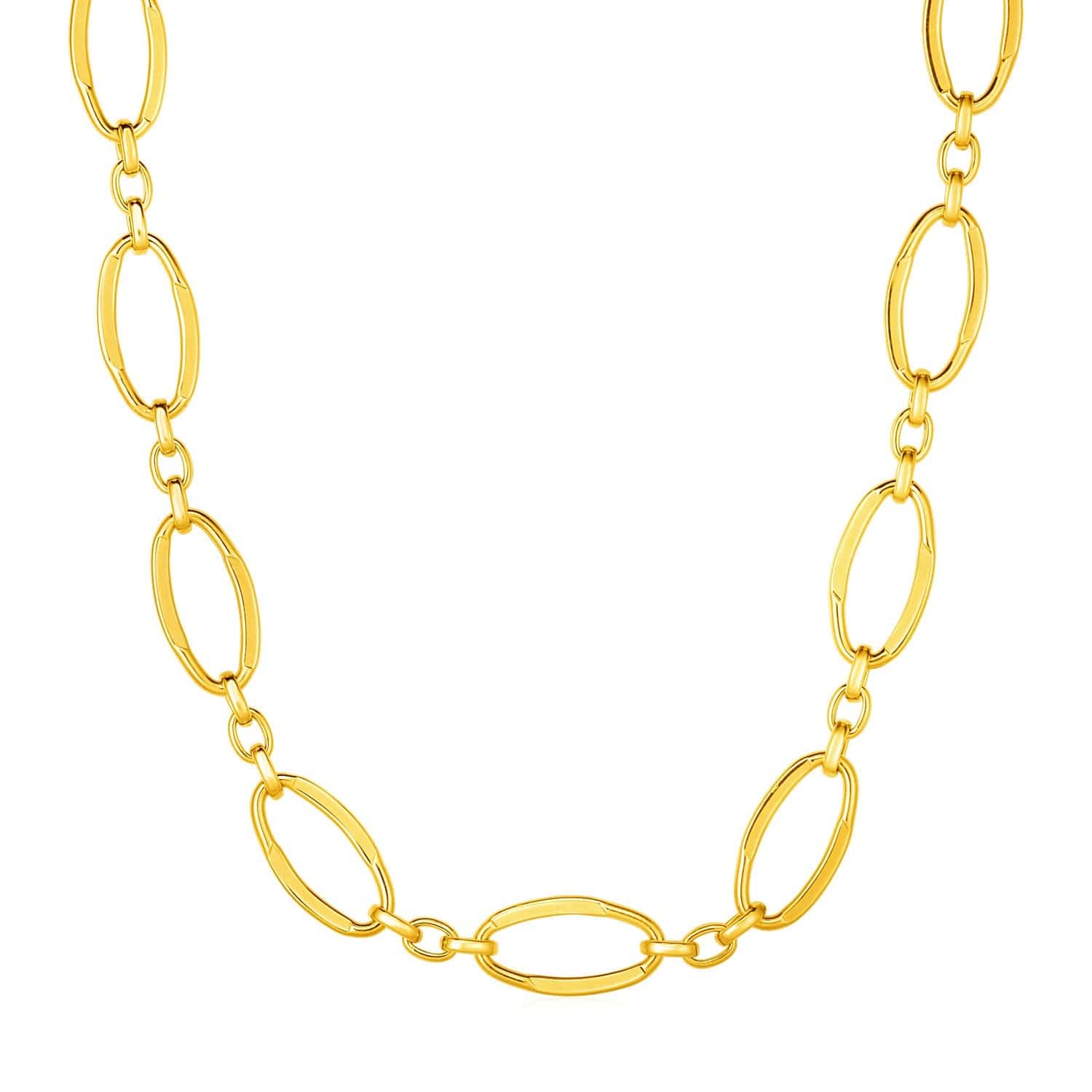 14k Yellow Gold Necklace with Polished Oval Links |