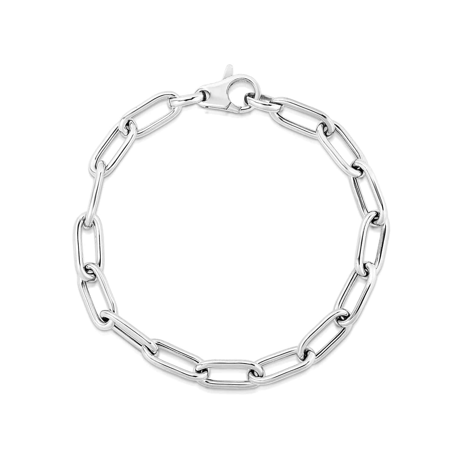 Sterling Silver Wide Paperclip Chain Bracelet (6.50 mm) |