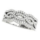 Diamond Studded Ring with Four Curves in 14k White Gold (5/8 cttw) - Forever in Harmony