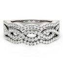 Diamond Studded Ring with Four Curves in 14k White Gold (5/8 cttw) - Forever in Harmony