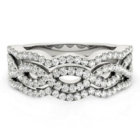 Diamond Studded Ring with Four Curves in 14k White Gold (5/8 cttw) - Forever in Harmony