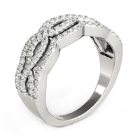 Diamond Studded Ring with Four Curves in 14k White Gold (5/8 cttw) - Forever in Harmony