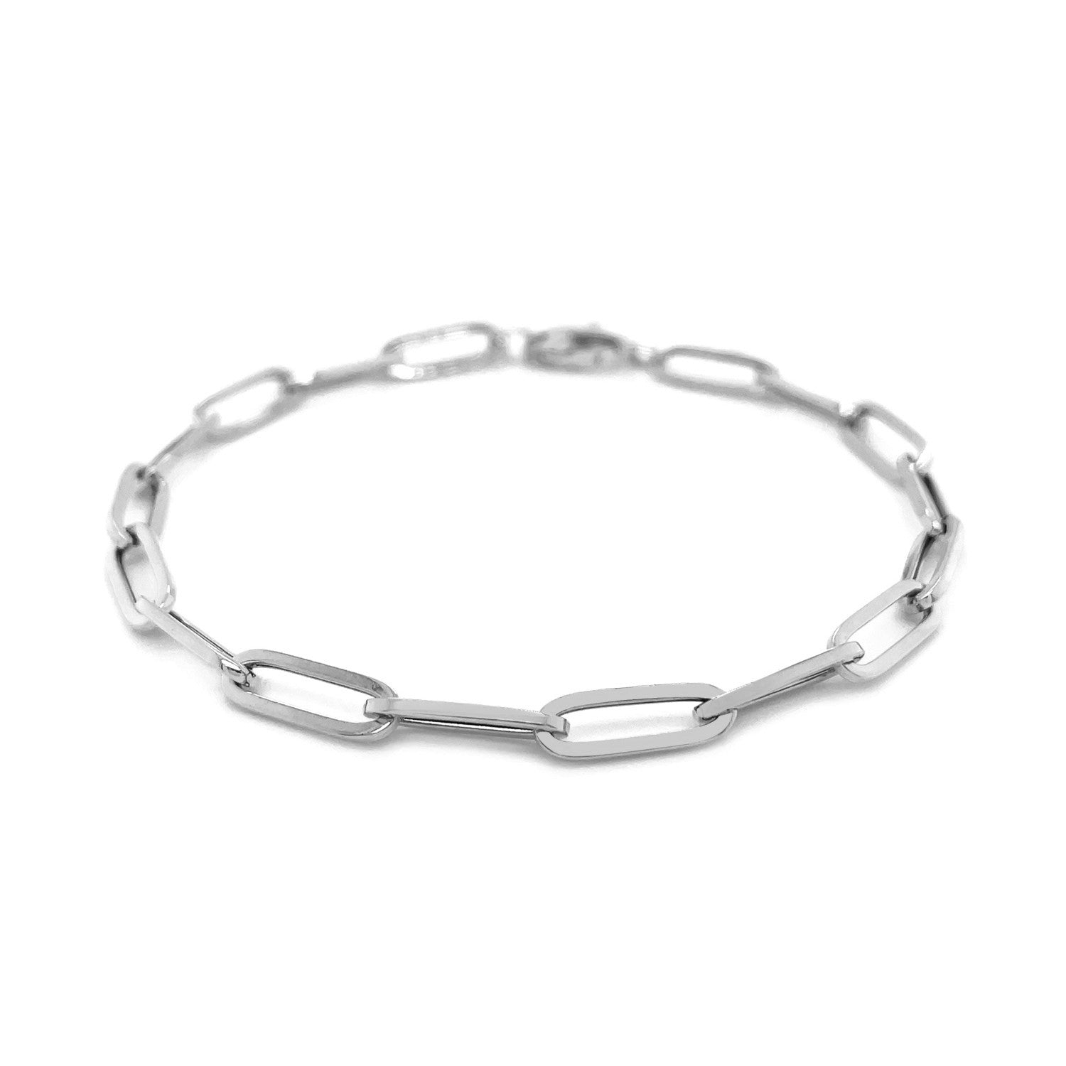 14K White Gold Bold Paperclip Chain Bracelet (4.20 mm) |