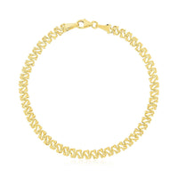 14k Yellow Gold High Polish Textured Fancy Chain Bracelet  (4.00 mm) | - Forever in Harmony