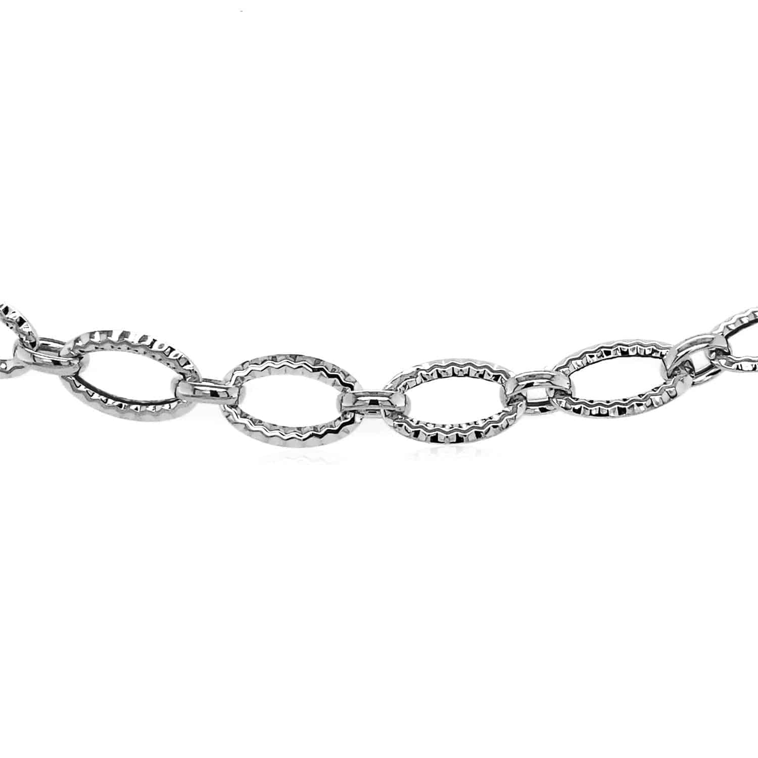 Textured Oval Link Bracelet in 14k White Gold (8.60 mm) |