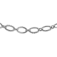 Textured Oval Link Bracelet in 14k White Gold (8.60 mm) | - Forever in Harmony