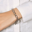 Textured Oval Link Bracelet in 14k White Gold (8.60 mm) | - Forever in Harmony