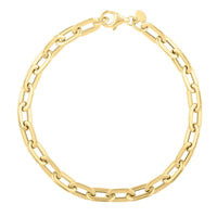 14k Yellow Gold Oval Domed Paperclip Chain Bracelet (5.30 mm) | 7.5