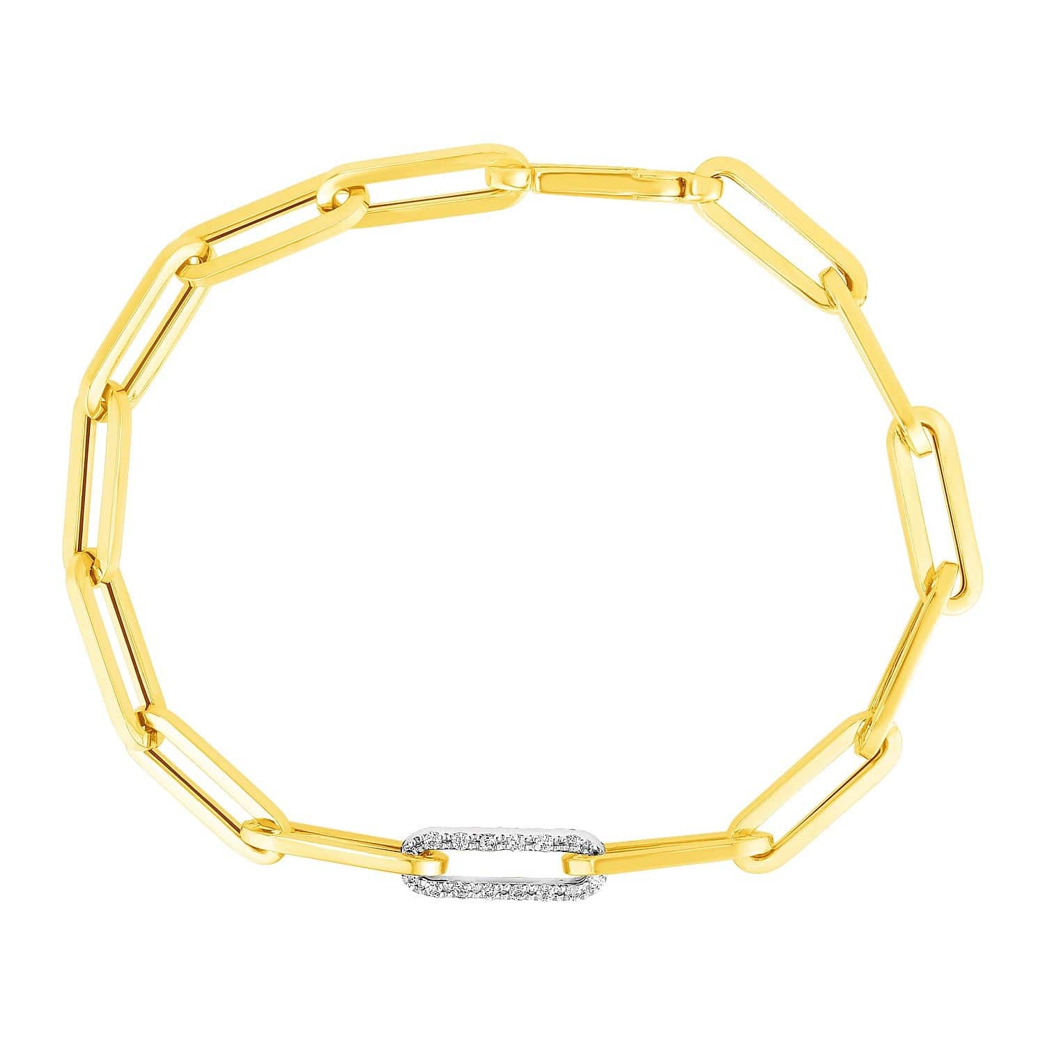 14k Yellow Gold Paperclip Chain Bracelet with Diamond Link (6.00 mm) |