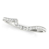 14k White Gold Round Pave Setting Curved Diamond Wedding Ring (1/5 cttw) - Forever in Harmony