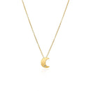 14k Yellow Gold Polished Moon Necklace with Diamond