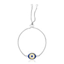 Sterling Silver Adjustable Two Toned Enameled Evil Eye Friendship Bracelet | - Forever in Harmony